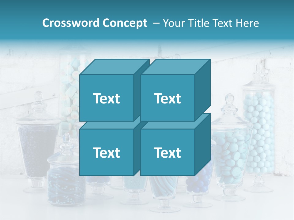 A Table Topped With Lots Of Blue And White Candy PowerPoint Template