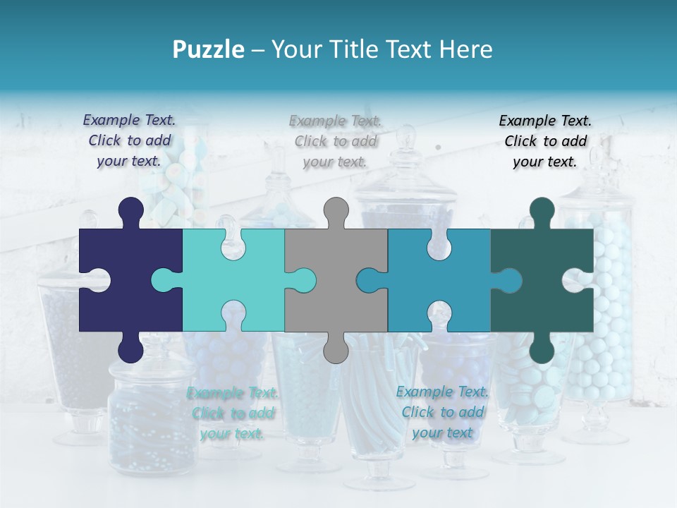 A Table Topped With Lots Of Blue And White Candy PowerPoint Template
