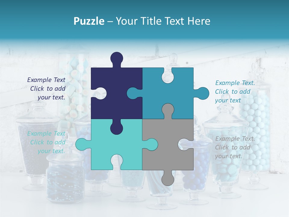 A Table Topped With Lots Of Blue And White Candy PowerPoint Template
