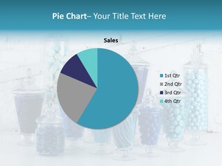 A Table Topped With Lots Of Blue And White Candy PowerPoint Template