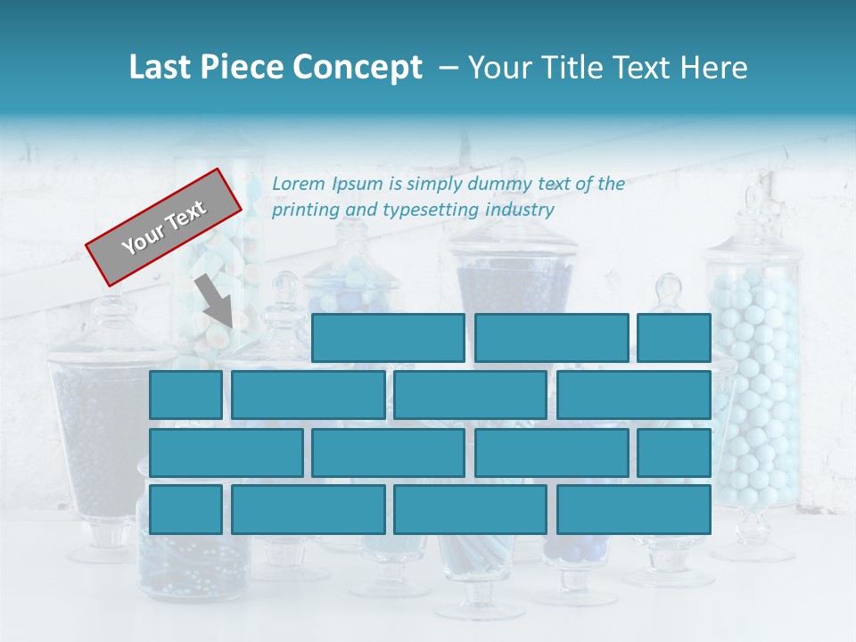 A Table Topped With Lots Of Blue And White Candy PowerPoint Template