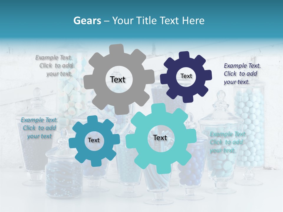 A Table Topped With Lots Of Blue And White Candy PowerPoint Template