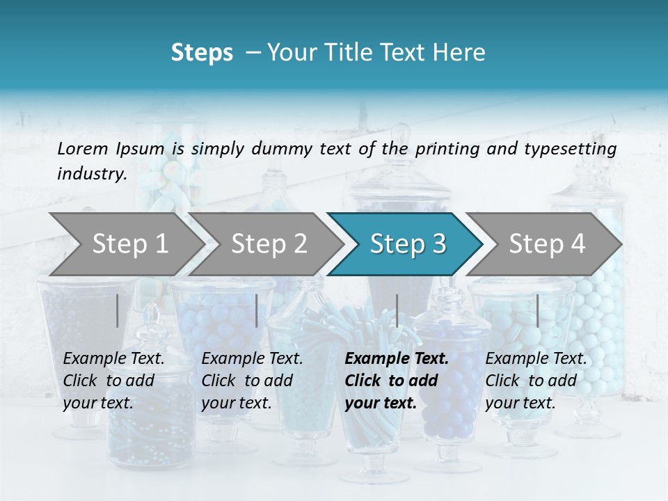 A Table Topped With Lots Of Blue And White Candy PowerPoint Template