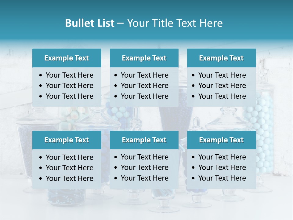 A Table Topped With Lots Of Blue And White Candy PowerPoint Template