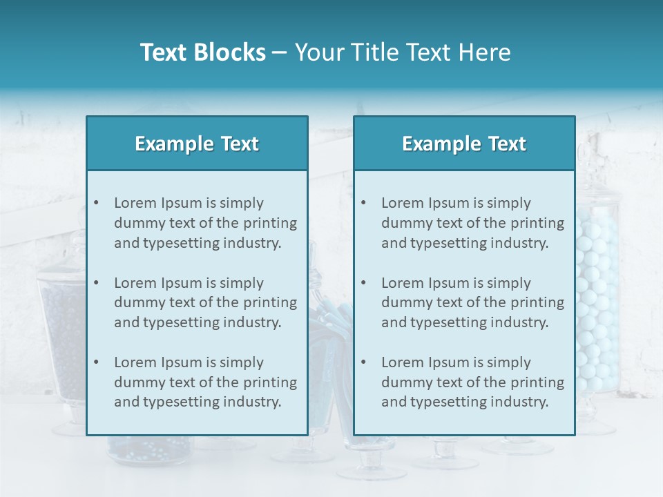 A Table Topped With Lots Of Blue And White Candy PowerPoint Template