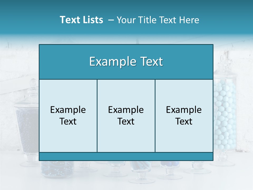 A Table Topped With Lots Of Blue And White Candy PowerPoint Template