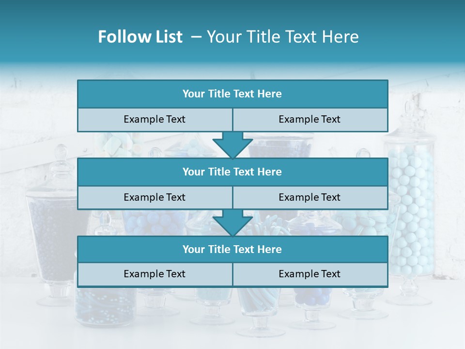 A Table Topped With Lots Of Blue And White Candy PowerPoint Template