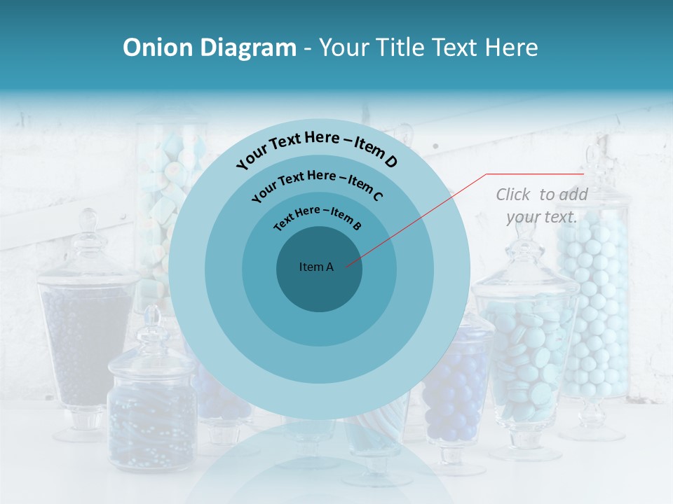 A Table Topped With Lots Of Blue And White Candy PowerPoint Template