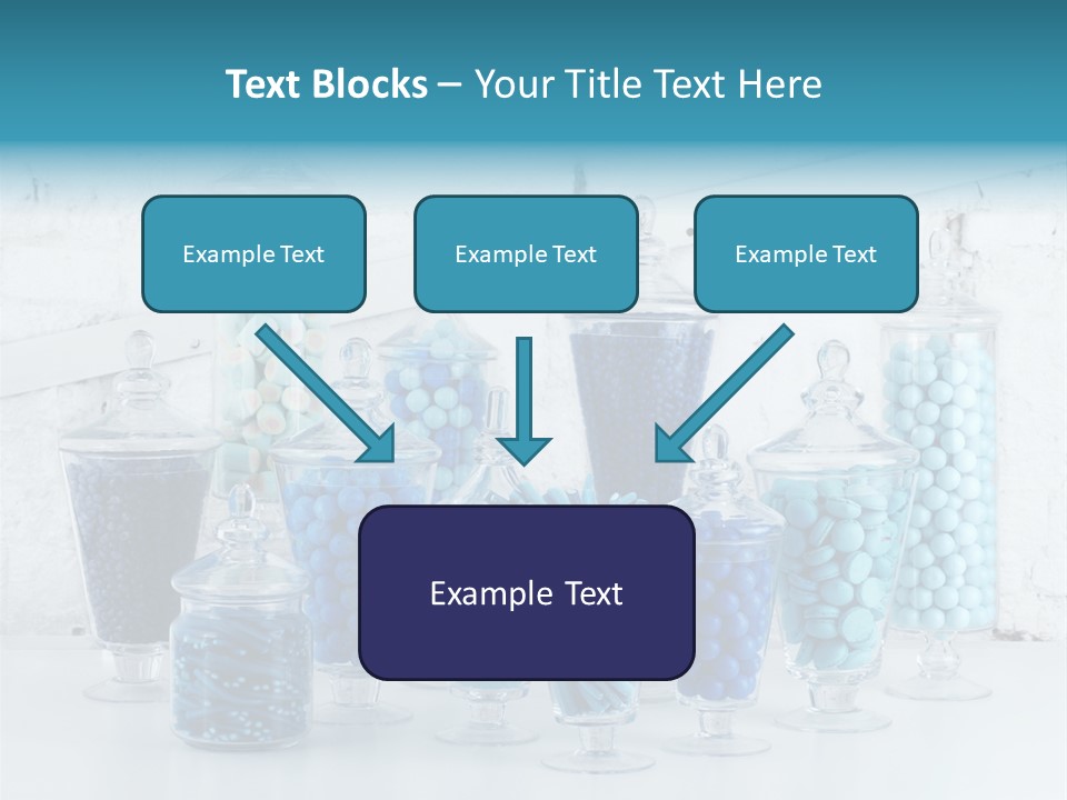 A Table Topped With Lots Of Blue And White Candy PowerPoint Template
