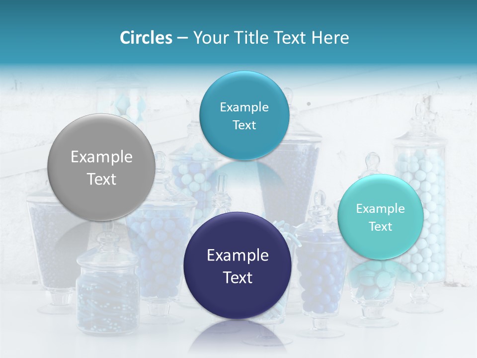 A Table Topped With Lots Of Blue And White Candy PowerPoint Template