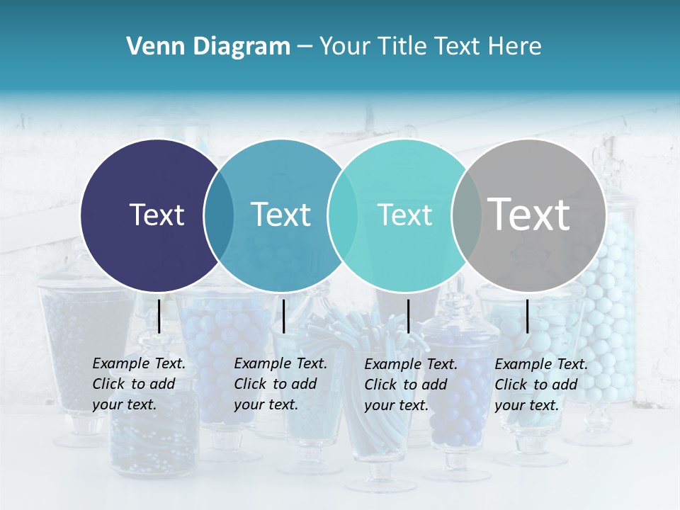 A Table Topped With Lots Of Blue And White Candy PowerPoint Template