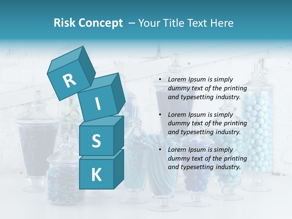 A Table Topped With Lots Of Blue And White Candy PowerPoint Template