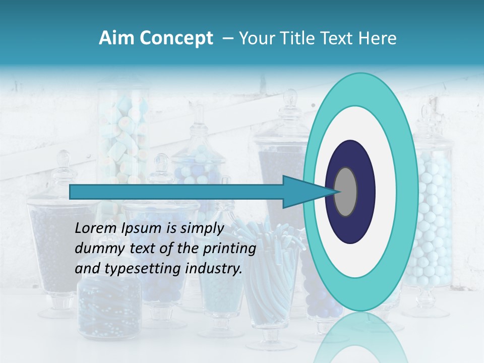 A Table Topped With Lots Of Blue And White Candy PowerPoint Template