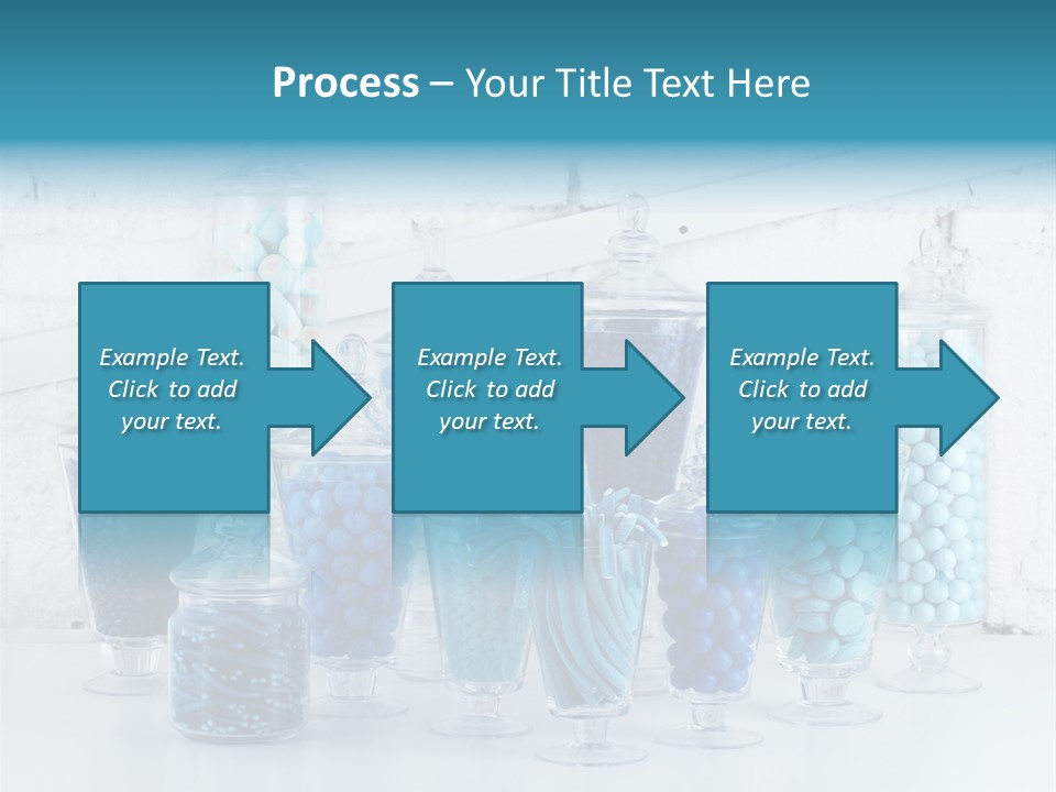 A Table Topped With Lots Of Blue And White Candy PowerPoint Template