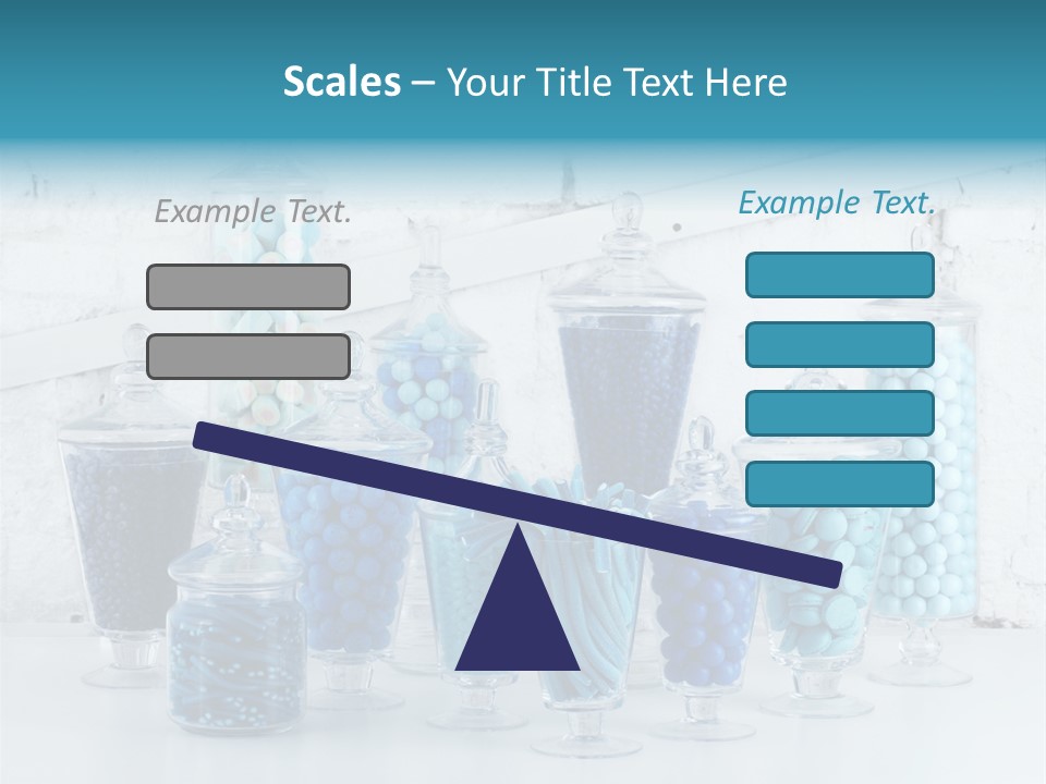 A Table Topped With Lots Of Blue And White Candy PowerPoint Template