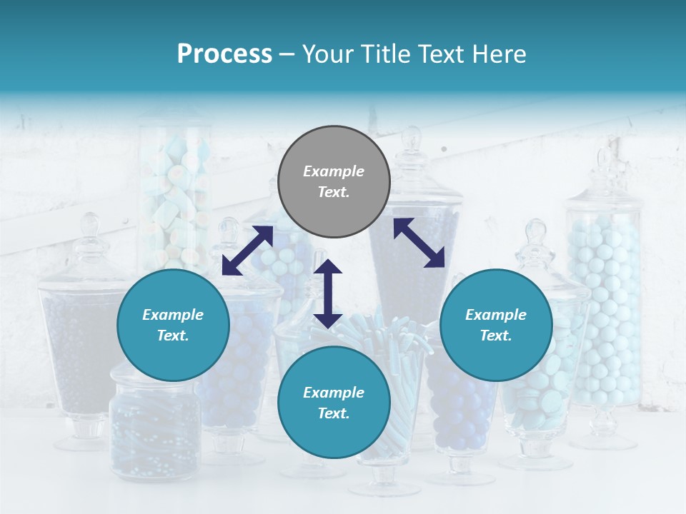 A Table Topped With Lots Of Blue And White Candy PowerPoint Template