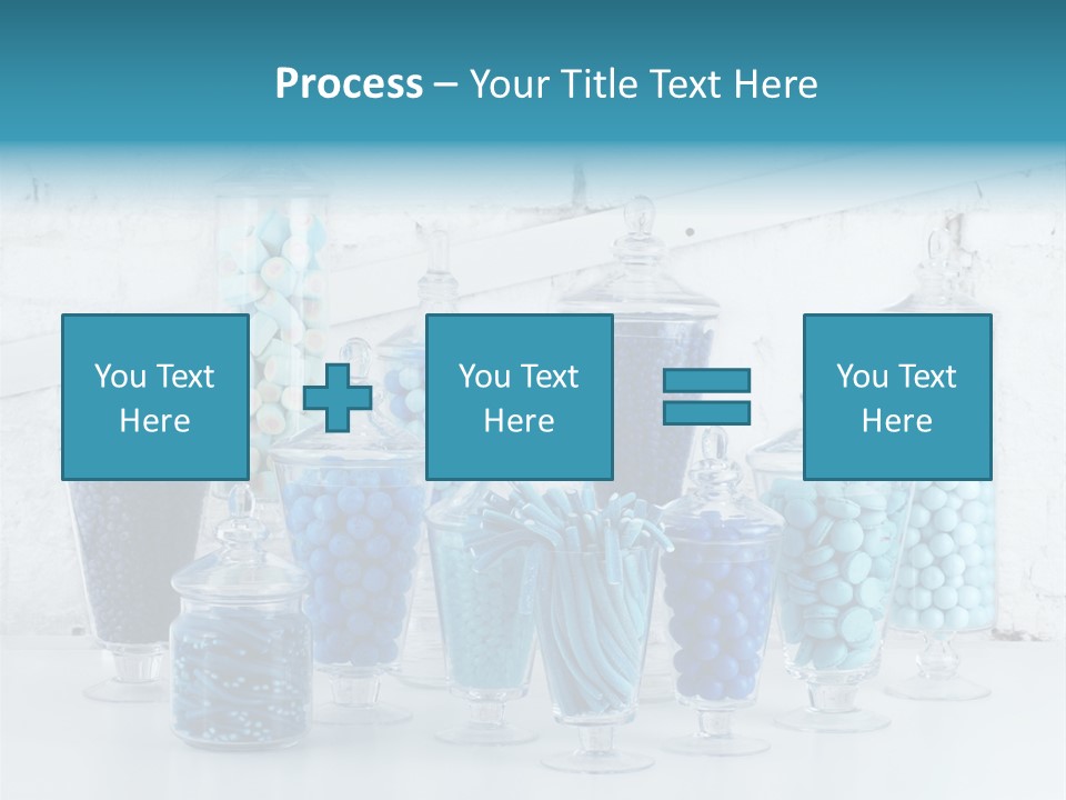 A Table Topped With Lots Of Blue And White Candy PowerPoint Template