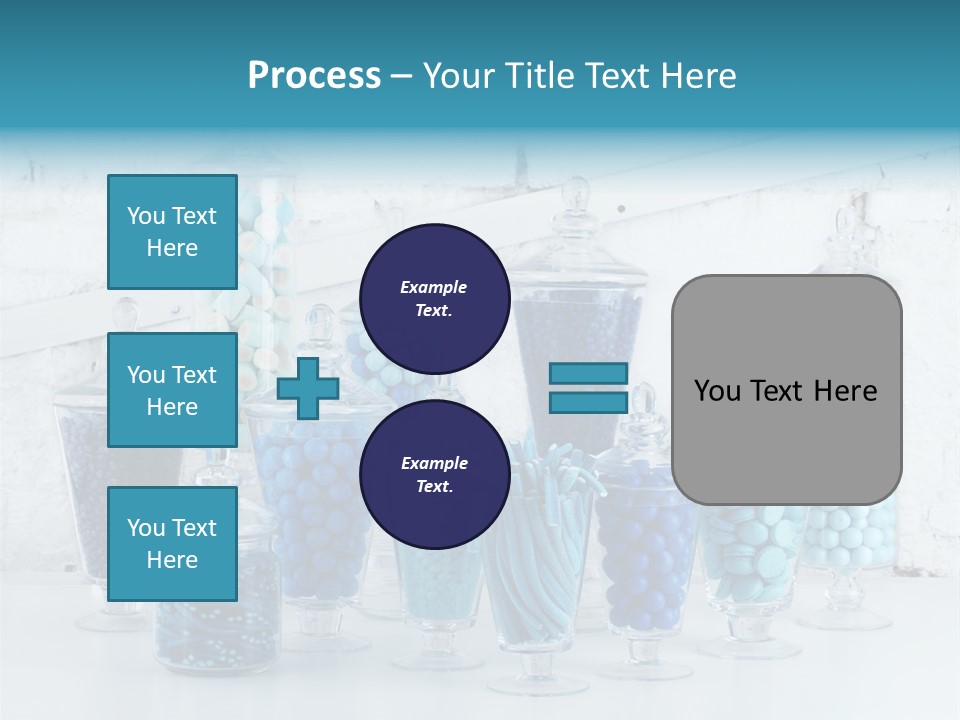 A Table Topped With Lots Of Blue And White Candy PowerPoint Template