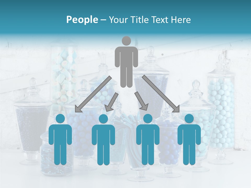 A Table Topped With Lots Of Blue And White Candy PowerPoint Template