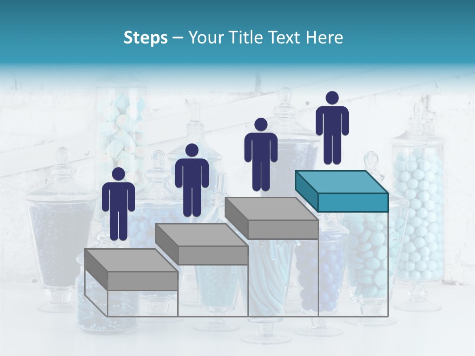 A Table Topped With Lots Of Blue And White Candy PowerPoint Template