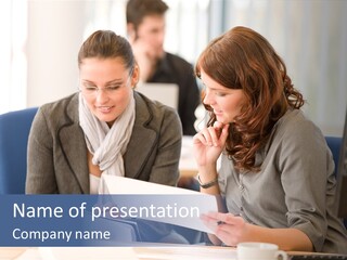 Female Workgroup Young PowerPoint Template