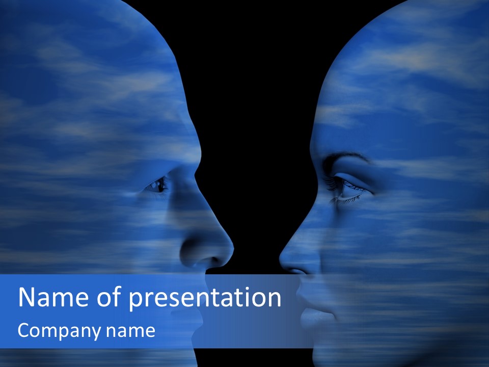 Female Moody Blue PowerPoint Template