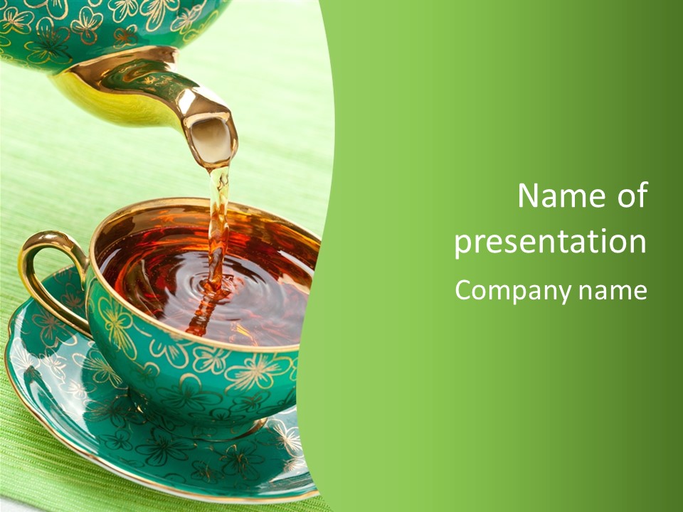 A Cup Of Tea Is Being Poured Into It PowerPoint Template