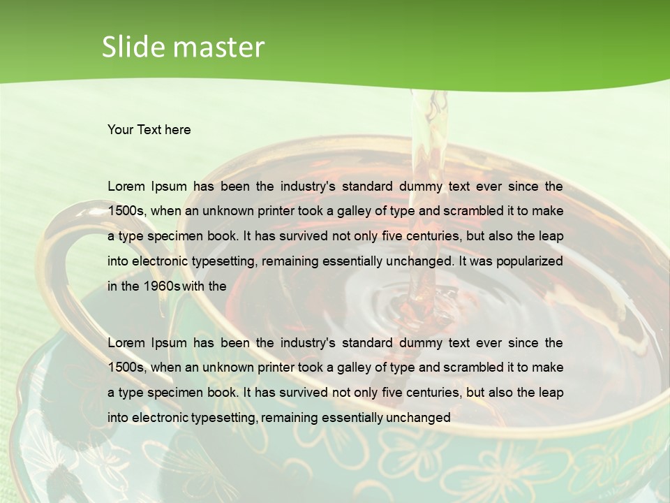 A Cup Of Tea Is Being Poured Into It PowerPoint Template