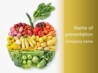 A Group Of Fruits And Vegetables Arranged In The Shape Of A Brain PowerPoint Template