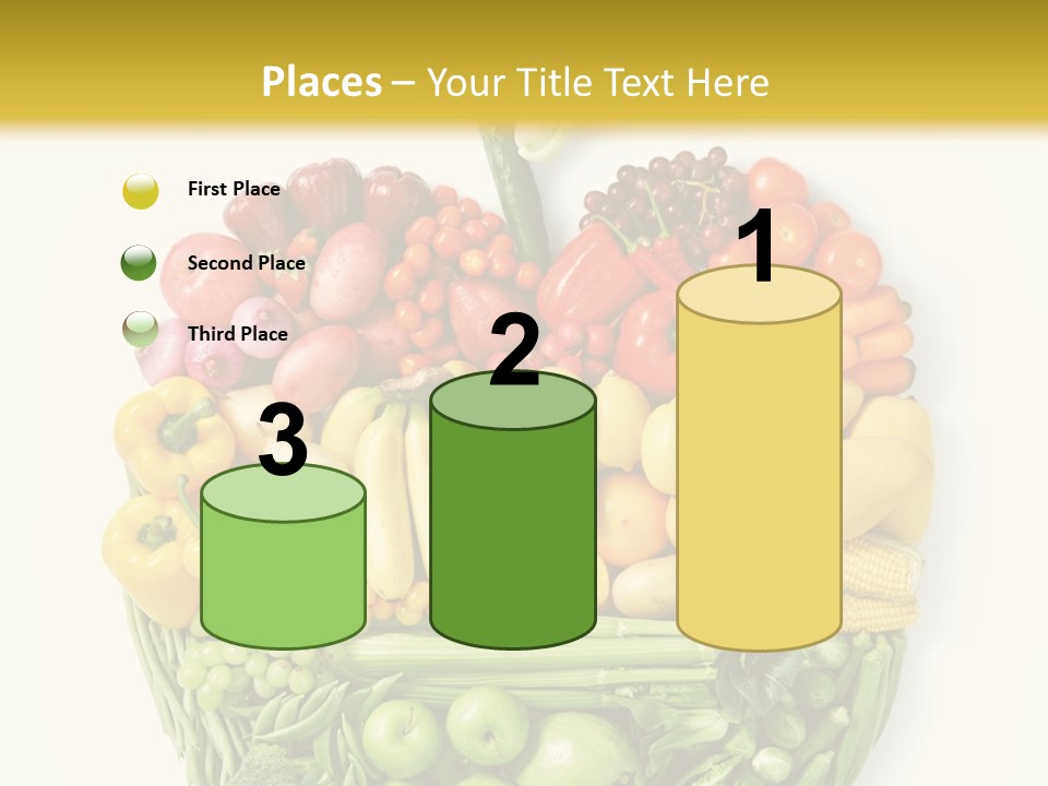 A Group Of Fruits And Vegetables Arranged In The Shape Of A Brain PowerPoint Template