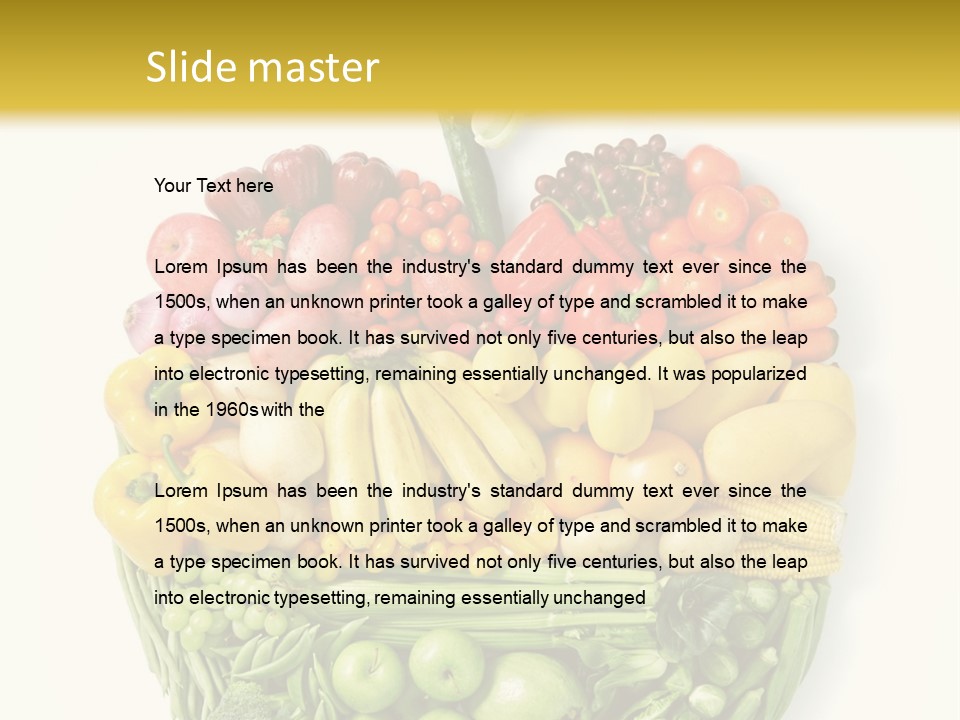 A Group Of Fruits And Vegetables Arranged In The Shape Of A Brain PowerPoint Template