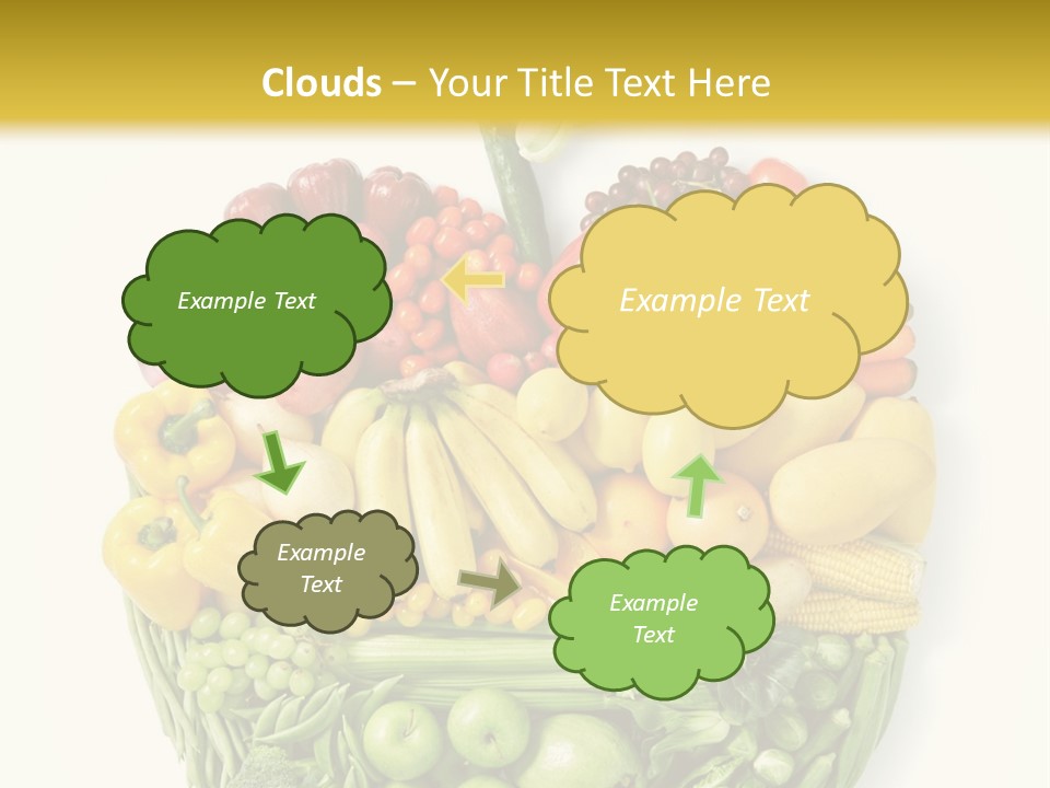 A Group Of Fruits And Vegetables Arranged In The Shape Of A Brain PowerPoint Template