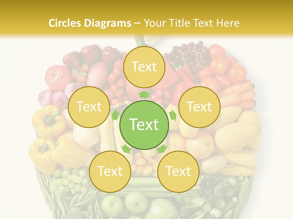 A Group Of Fruits And Vegetables Arranged In The Shape Of A Brain PowerPoint Template