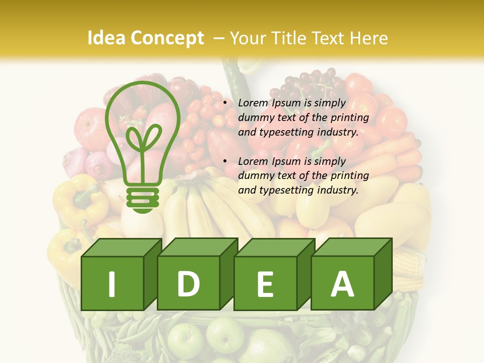 A Group Of Fruits And Vegetables Arranged In The Shape Of A Brain PowerPoint Template