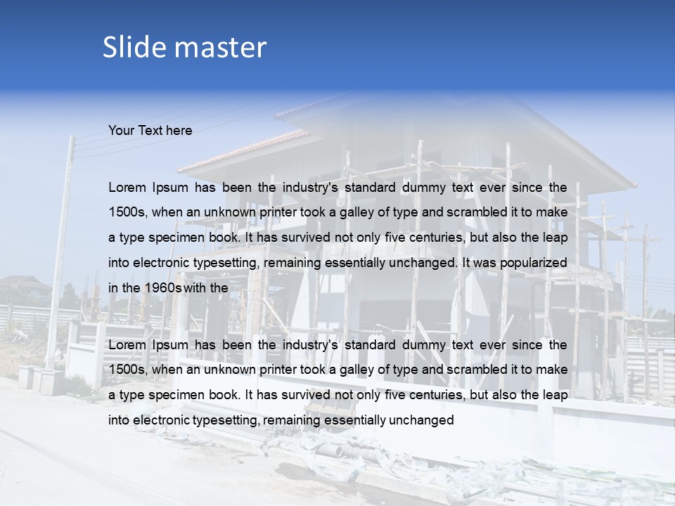 A House Under Construction With Scaffolding On It PowerPoint Template