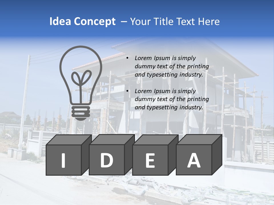 A House Under Construction With Scaffolding On It PowerPoint Template