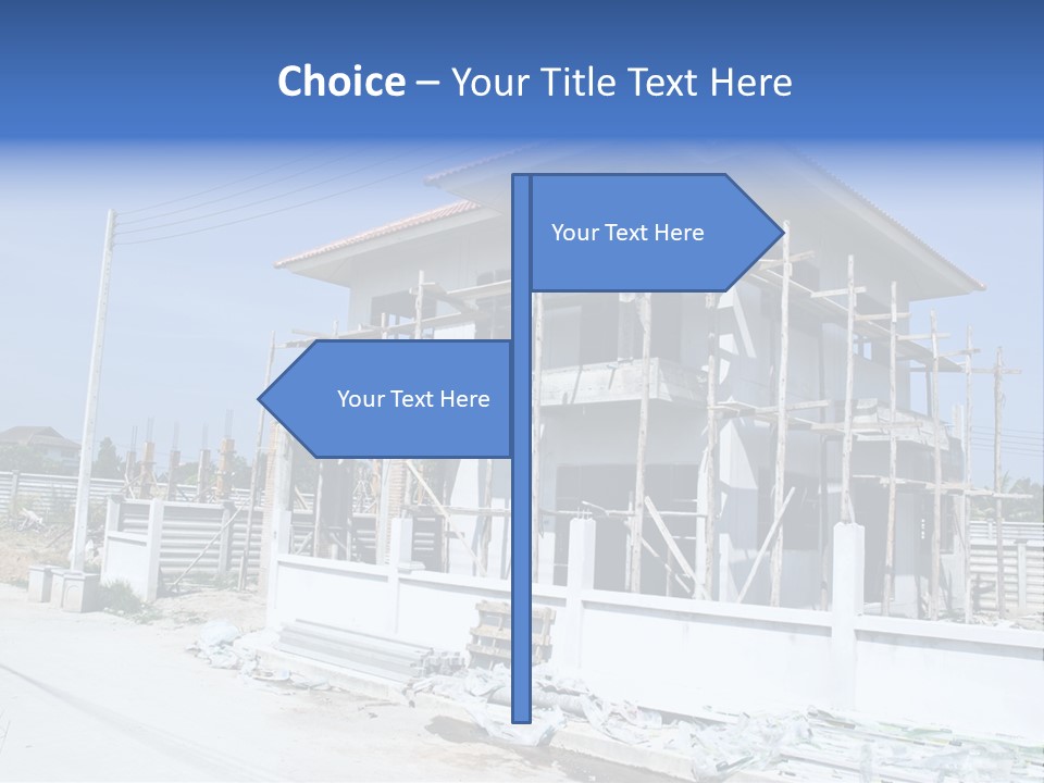 A House Under Construction With Scaffolding On It PowerPoint Template