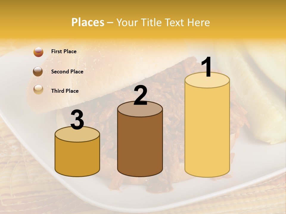 A Pulled Pork Sandwich With Pickles On A Plate PowerPoint Template