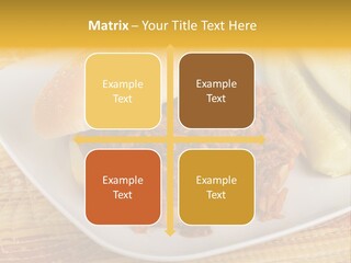 A Pulled Pork Sandwich With Pickles On A Plate PowerPoint Template