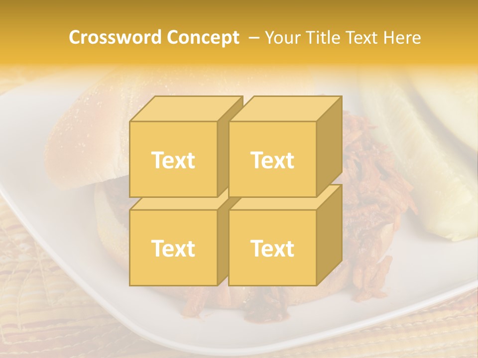 A Pulled Pork Sandwich With Pickles On A Plate PowerPoint Template