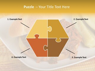 A Pulled Pork Sandwich With Pickles On A Plate PowerPoint Template