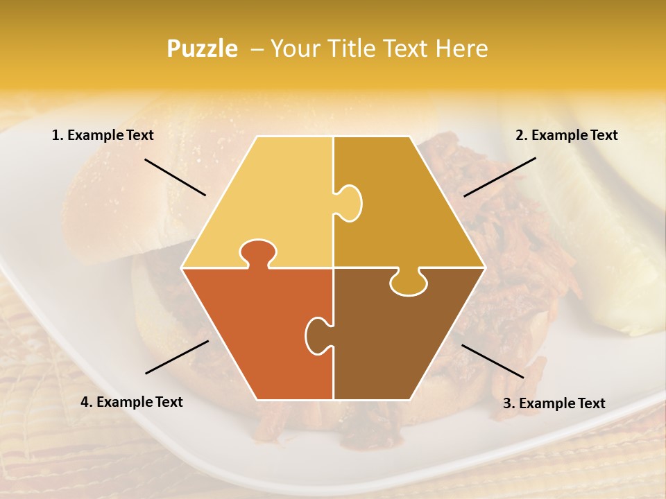 A Pulled Pork Sandwich With Pickles On A Plate PowerPoint Template