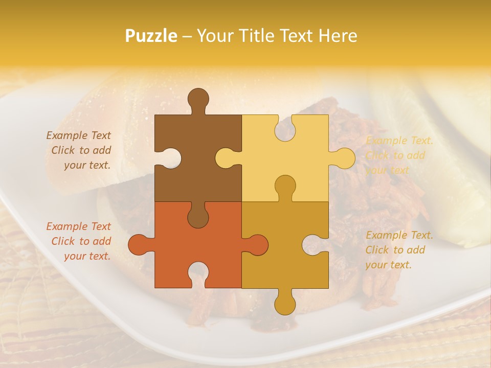 A Pulled Pork Sandwich With Pickles On A Plate PowerPoint Template