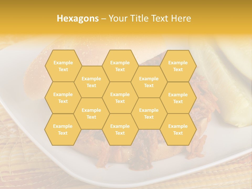 A Pulled Pork Sandwich With Pickles On A Plate PowerPoint Template