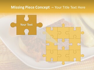 A Pulled Pork Sandwich With Pickles On A Plate PowerPoint Template