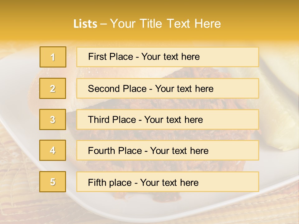 A Pulled Pork Sandwich With Pickles On A Plate PowerPoint Template