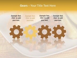 A Pulled Pork Sandwich With Pickles On A Plate PowerPoint Template