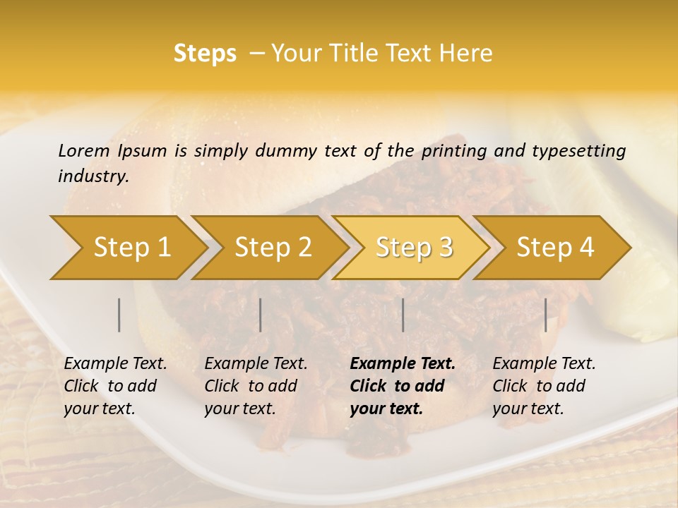 A Pulled Pork Sandwich With Pickles On A Plate PowerPoint Template