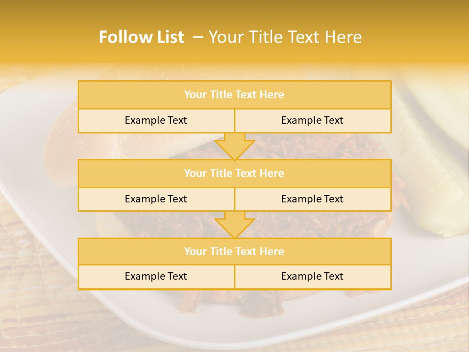 A Pulled Pork Sandwich With Pickles On A Plate PowerPoint Template