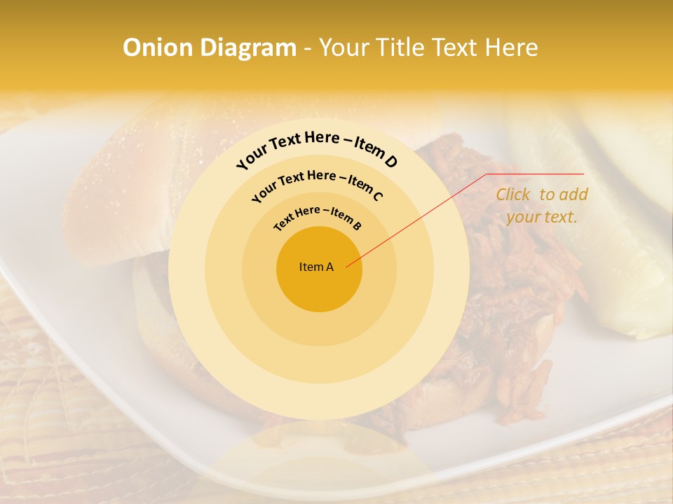 A Pulled Pork Sandwich With Pickles On A Plate PowerPoint Template